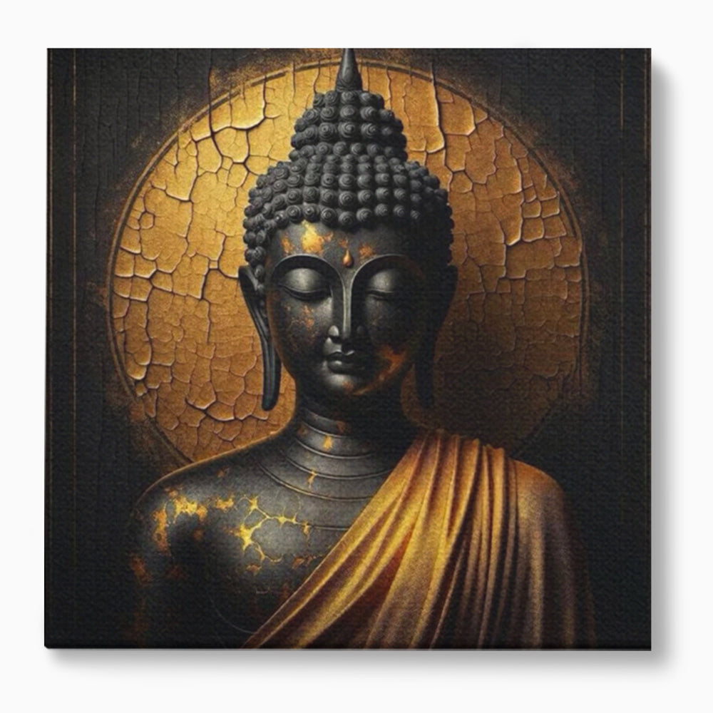 Tablou canvas cu tablou canvas cu portret buddha, fara rama, pe sasiu de lemn